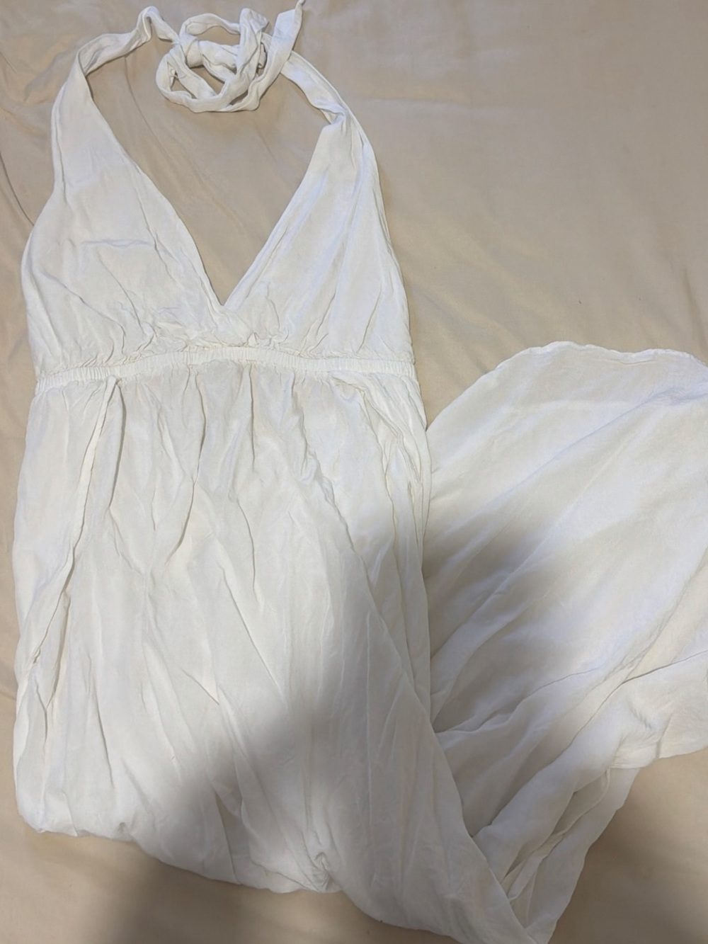 l*space White Halter Maxi Dress with High Side Slit